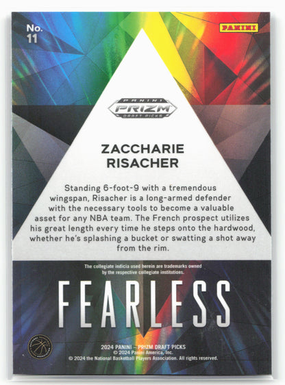 2024 Panini Prizm Draft Picks #11 Zaccharie Risacher Fearless