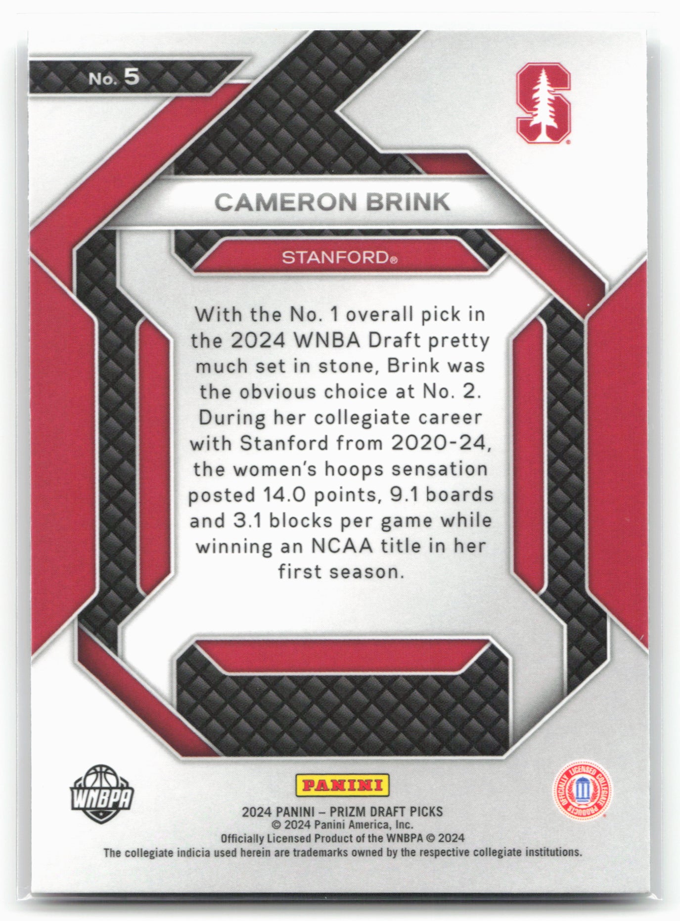 2024 Panini Prizm Draft Picks #5 Cameron Brink New Recruits