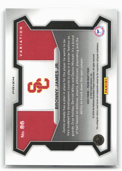 2024 Panini Prizm Draft Picks #86 Bronny James Jr. Prizms Purple Wave