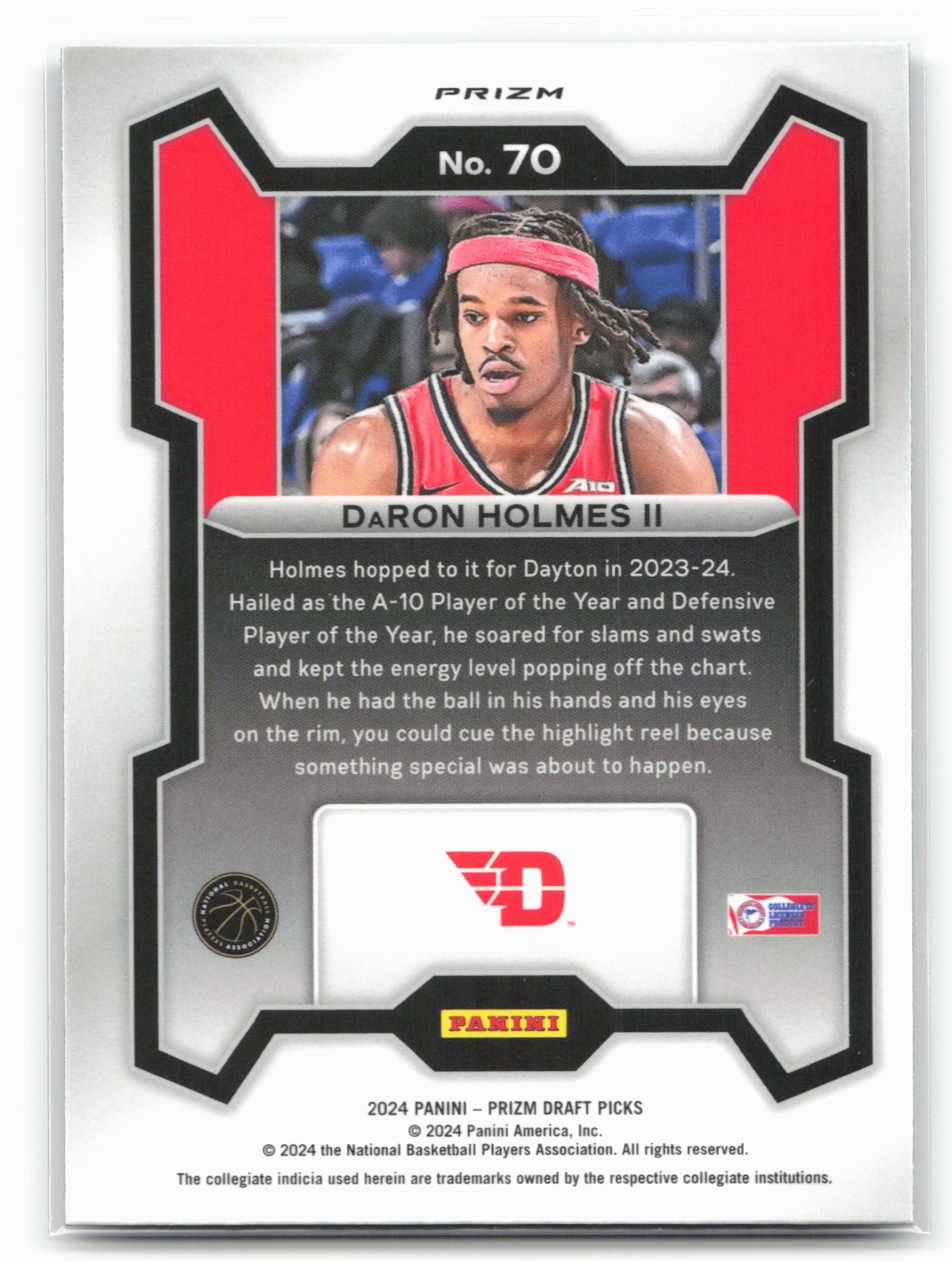 2024 Panini Prizm Draft Picks #70 DaRon Holmes II Prizms Purple Wave