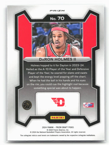 2024 Panini Prizm Draft Picks #70 DaRon Holmes II Prizms Purple Wave