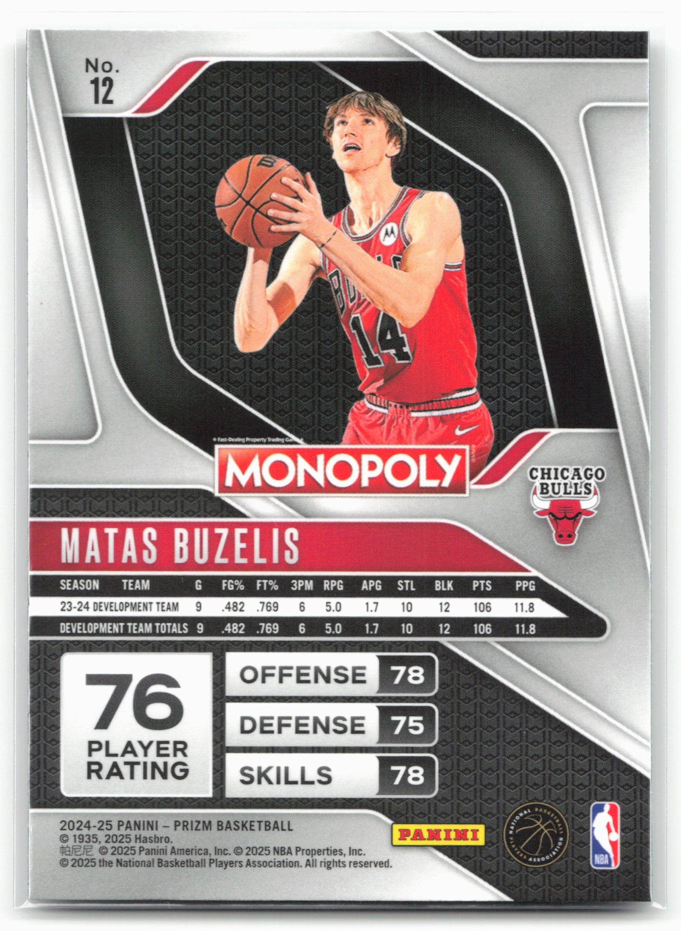 2024-25 Panini Prizm Monopoly #12 Matas Buzelis