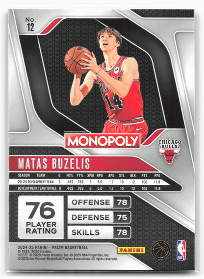 2024-25 Panini Prizm Monopoly #12 Matas Buzelis