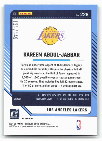 2024-25 Donruss Optic #228 Kareem Abdul-Jabbar Green Shock #/149