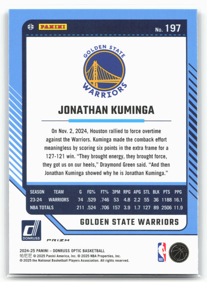 2024-25 Donruss Optic #197 Jonathan Kuminga Purple Shock