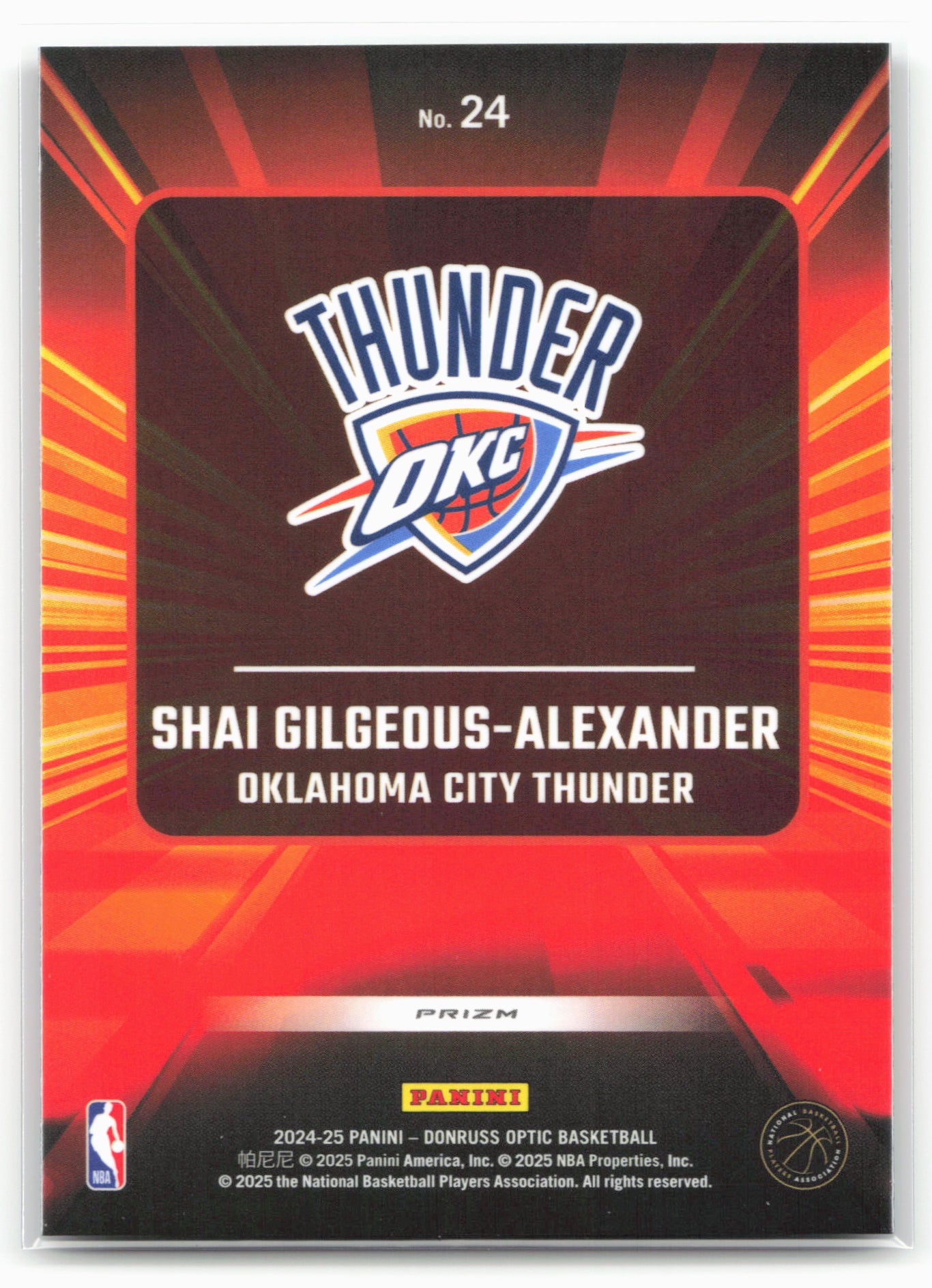 2024-25 Donruss Optic #24 Shai Gilgeous-Alexander Express Lane Purple