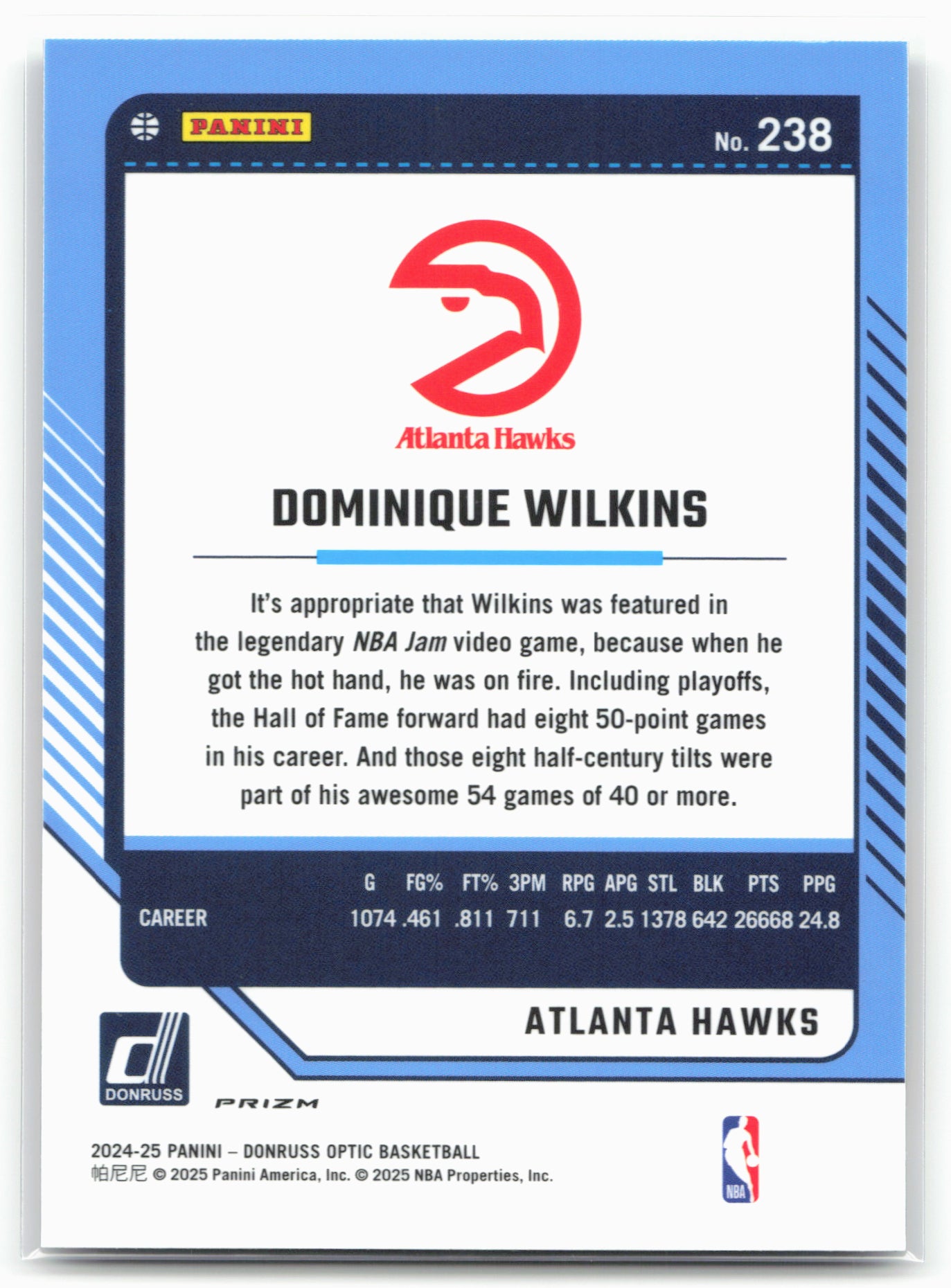 2024-25 Donruss Optic #238 Dominique Wilkins Holo