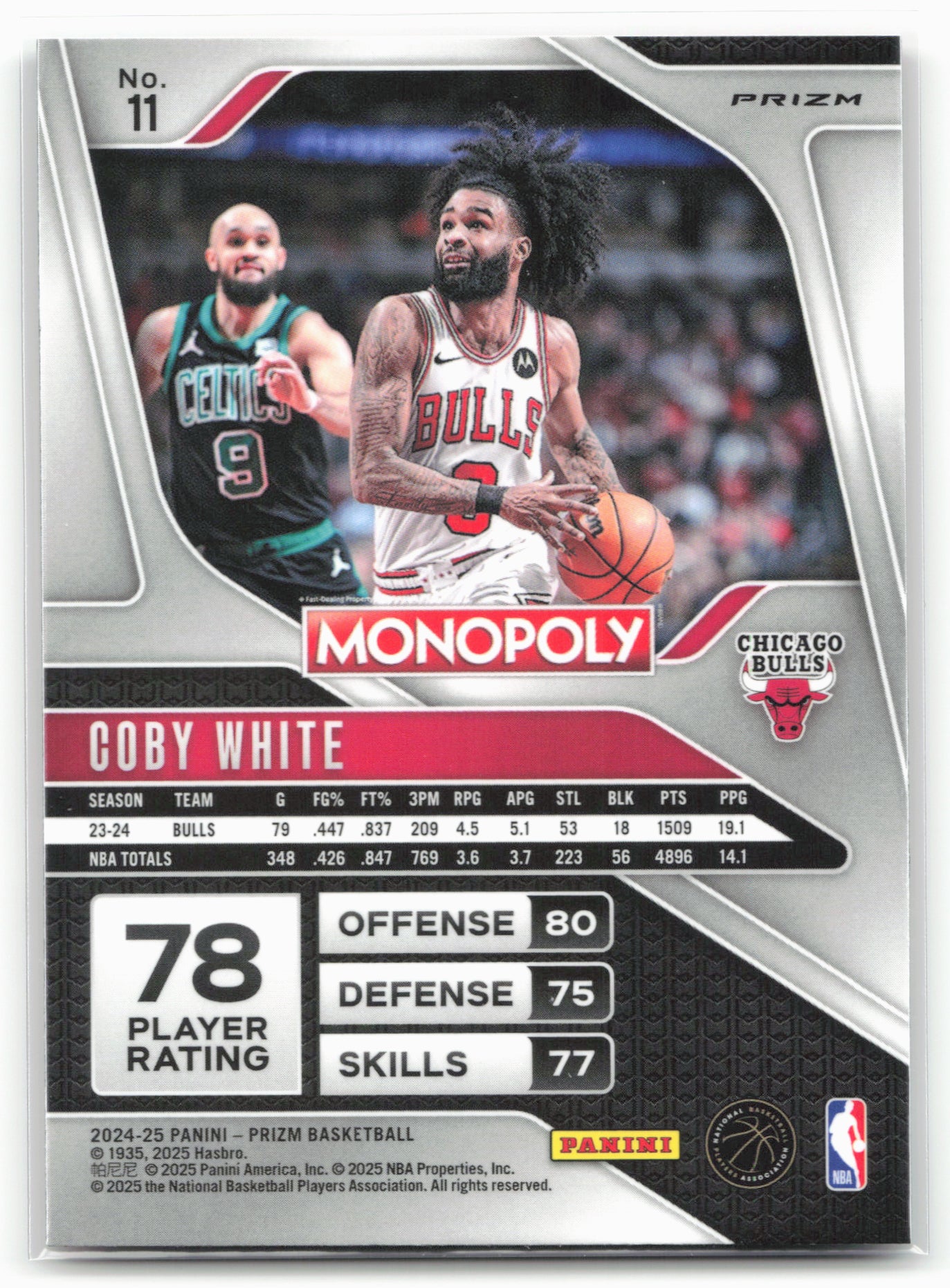 2024-25 Panini Prizm Monopoly #11 Coby White Red Prizms
