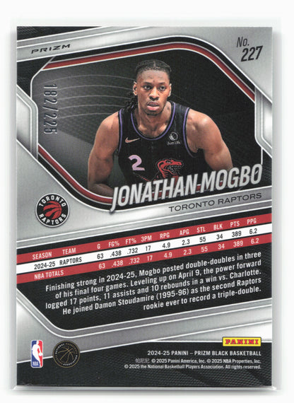 2024-25 Panini Prizm Black #227 Jonathan Mogbo Basketball #/225