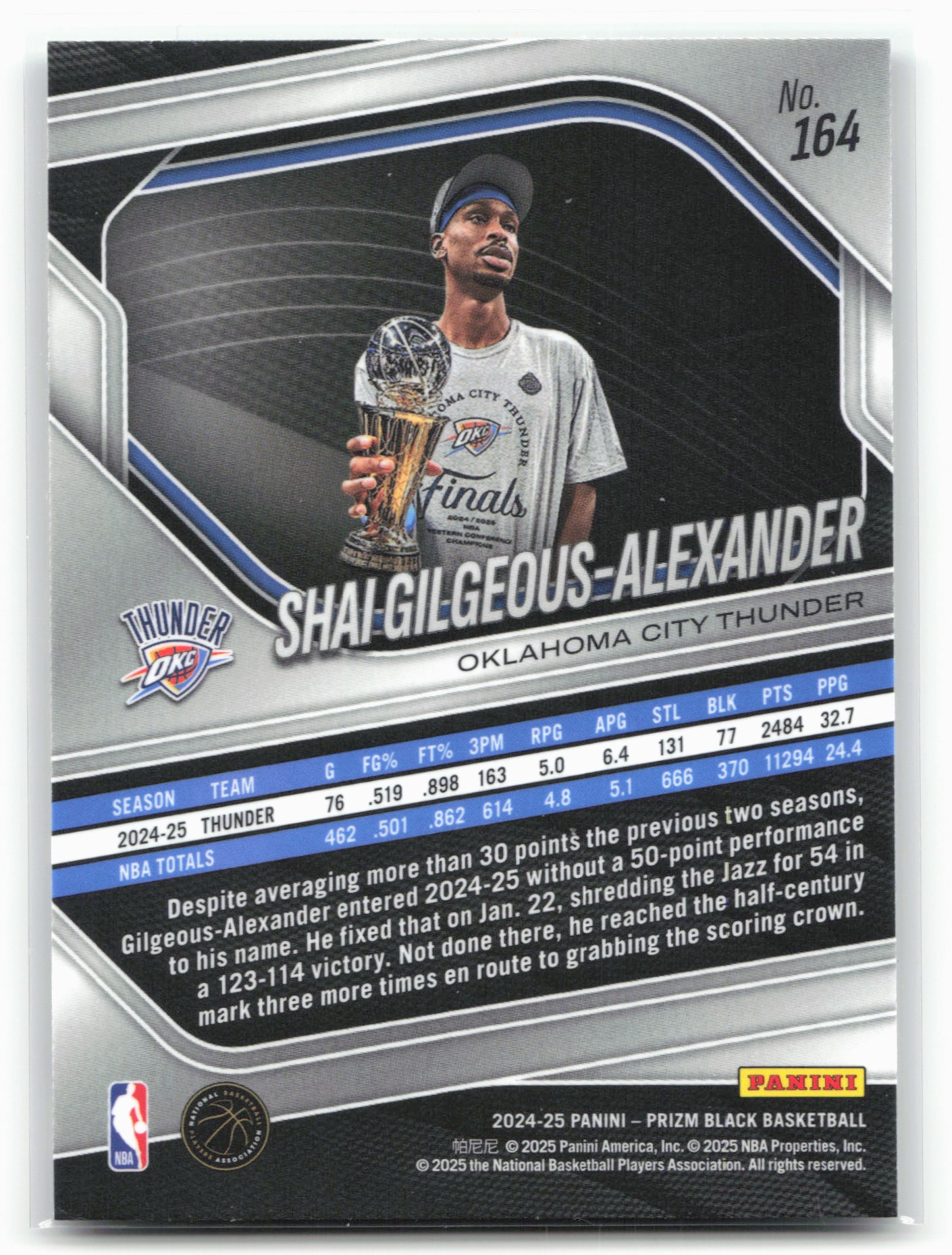 2024-25 Panini Prizm Black #164 Shai Gilgeous-Alexander