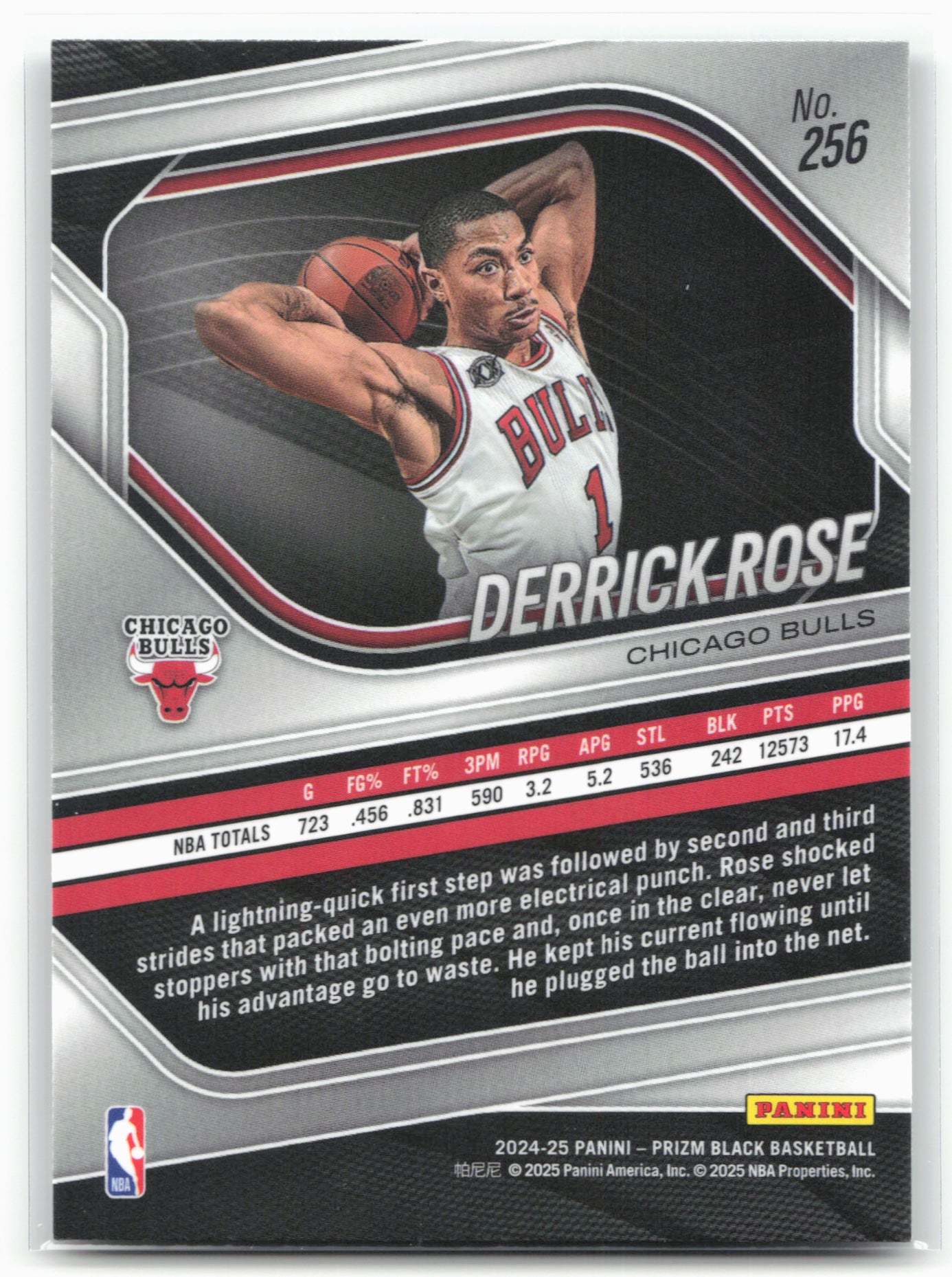 2024-25 Panini Prizm Black #256 Derrick Rose