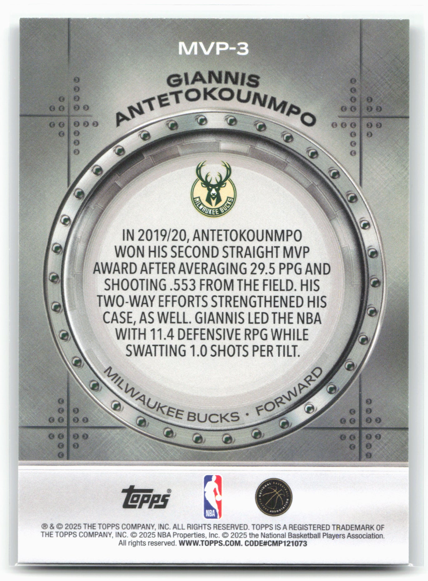 2025-26 Topps #MVP-3 Giannis Antetokounmpo