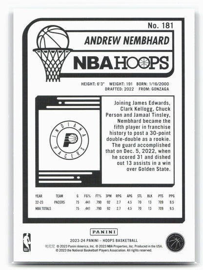 2023-24 Hoops #181 Andrew Nembhard Purple