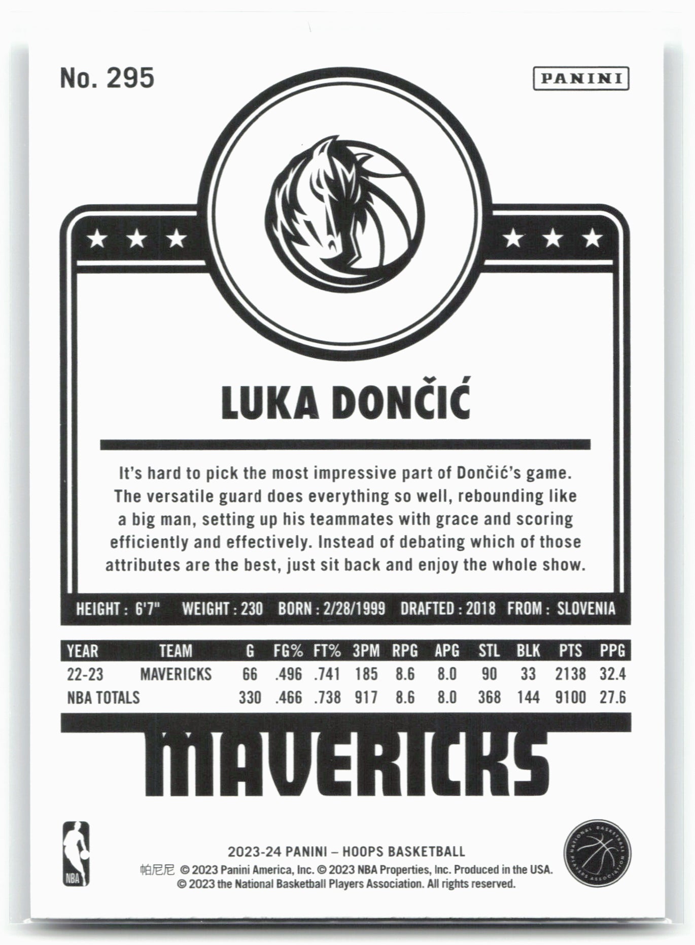2023-24 Hoops #295 Luka Doncic