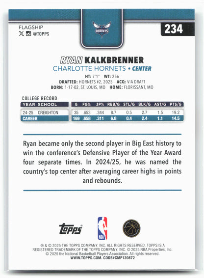 2025-26 Topps #234 Ryan Kalkbrenner 23413