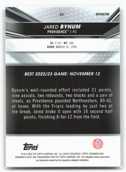 2022-23 Bowman University Best #82 Jared Bynum Refractors
