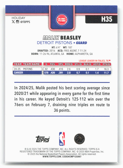 2025-26 Topps Holiday #H35 Malik Beasley