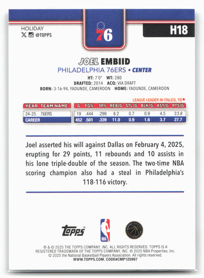 2025-26 Topps Holiday #H18 Joel Embiid