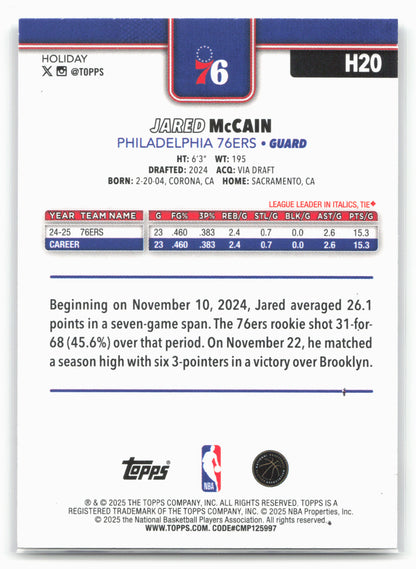 2025-26 Topps Holiday #H20 Jared McCain