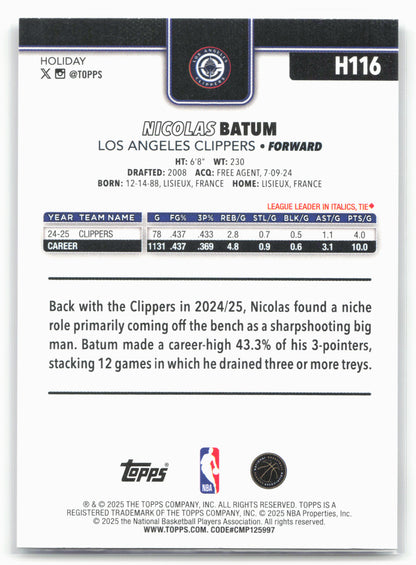 2025-26 Topps Holiday #H116 Nicolas Batum