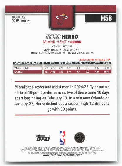 2025-26 Topps Holiday #H58 Tyler Herro