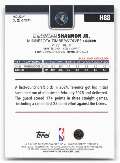 2025-26 Topps Holiday #H88 Terrence Shannon Jr.