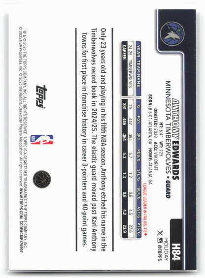 2025-26 Topps Holiday #H84 Anthony Edwards