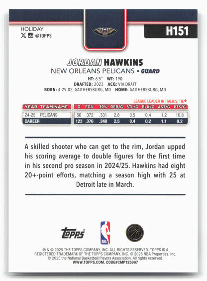2025-26 Topps Holiday #H151 Jordan Hawkins