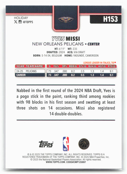 2025-26 Topps Holiday #H153 Yves Missi