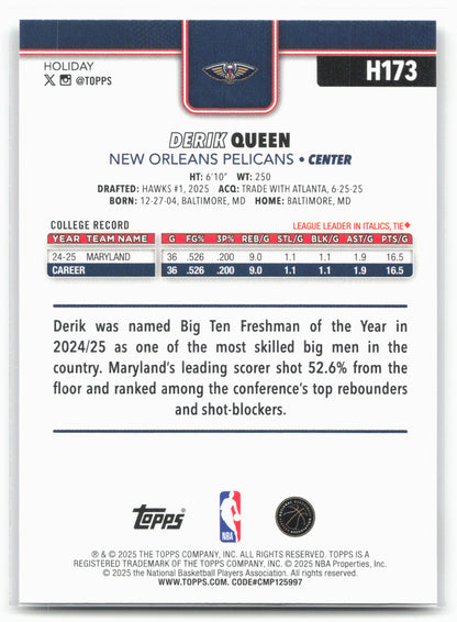 2025-26 Topps Holiday #H173 Derik Queen
