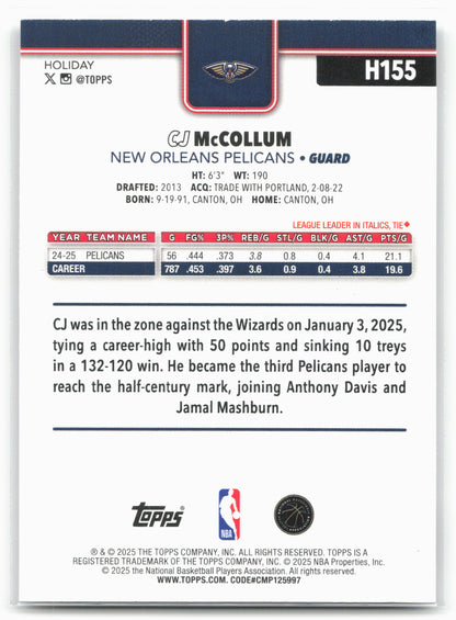 2025-26 Topps Holiday #H155 CJ McCollum