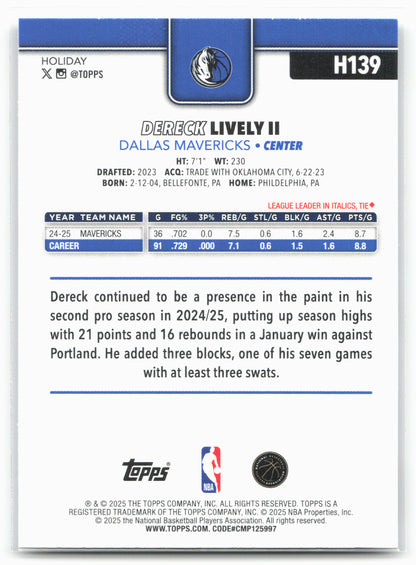 2025-26 Topps Holiday #H139 Dereck Lively II