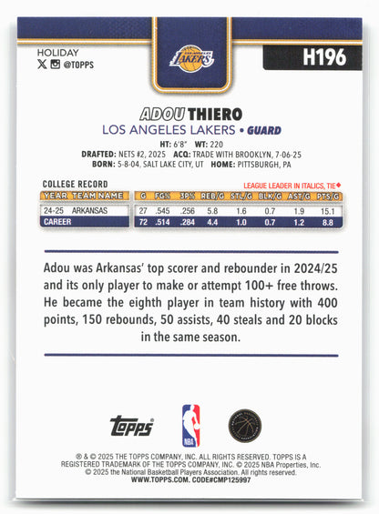 2025-26 Topps Holiday #H196 Adou Thiero