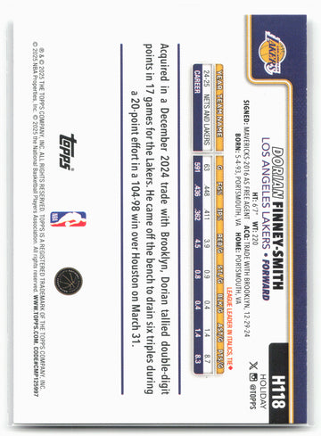 2025-26 Topps Holiday #H118 Dorian Finney-Smith