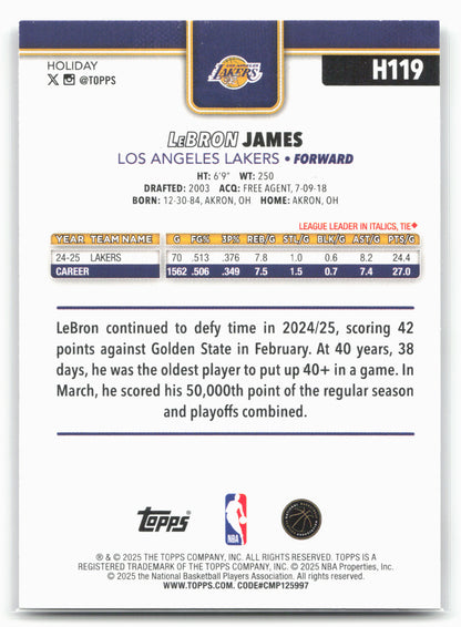 2025-26 Topps Holiday #H119 LeBron James