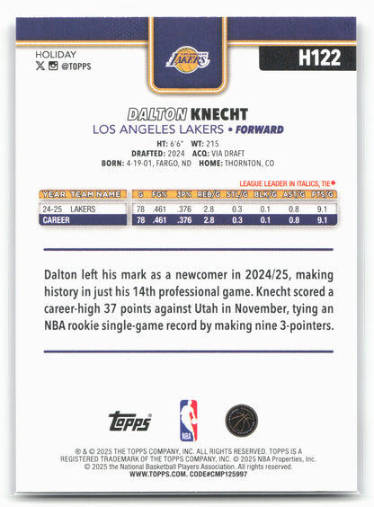 2025-26 Topps Holiday #H122 Dalton Knecht