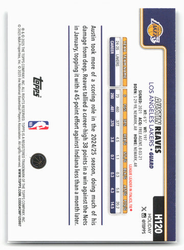 2025-26 Topps Holiday #H120 Austin Reaves