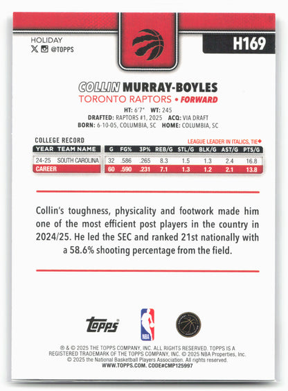 2025-26 Topps Holiday #H169 Collin Murray-Boyles