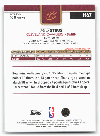 2025-26 Topps Holiday #H67 Max Strus
