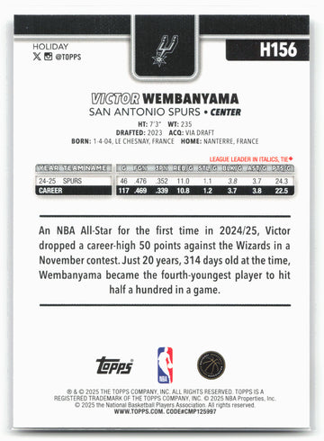 2025-26 Topps Holiday #H156 Victor Wembanyama