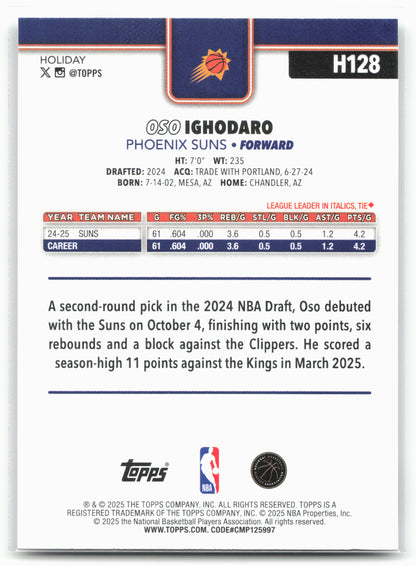2025-26 Topps Holiday #H128 Oso Ighodaro