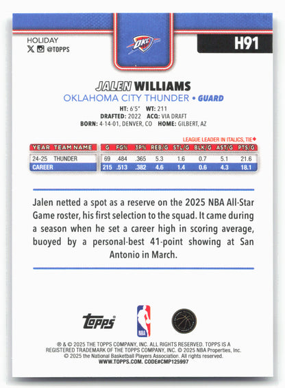 2025-26 Topps Holiday #H91 Jalen Williams