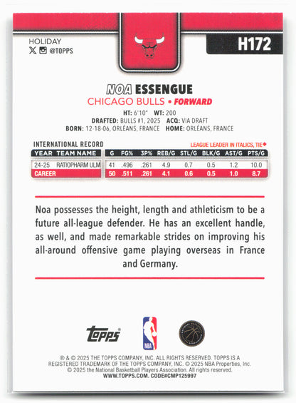 2025-26 Topps Holiday #H172 Noa Essengue
