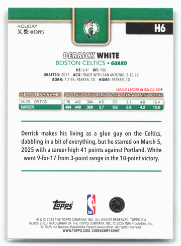 2025-26 Topps Holiday #H6 Derrick White