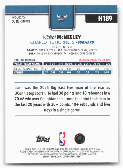 2025-26 Topps Holiday #H189 Liam McNeeley