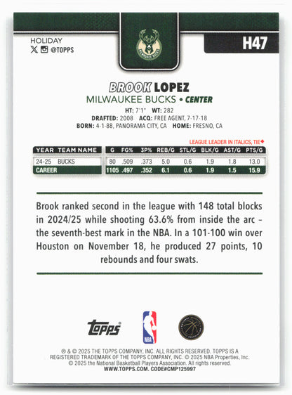 2025-26 Topps Holiday #H47 Brook Lopez