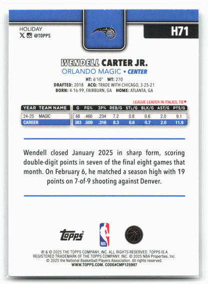 2025-26 Topps Holiday #H71 Wendell Carter Jr.