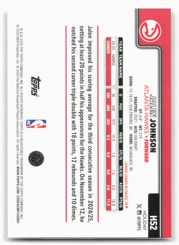 2025-26 Topps Holiday #H52 Jalen Johnson