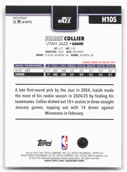 2025-26 Topps Holiday #H105 Isaiah Collier