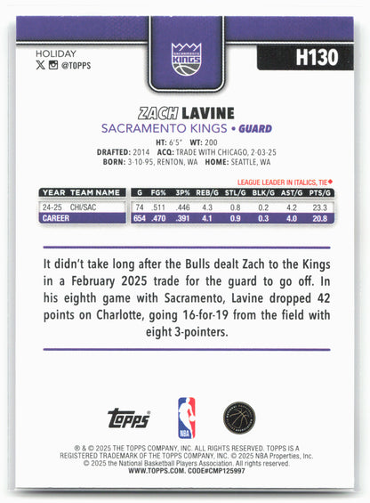 2025-26 Topps Holiday #H130 Zach LaVine